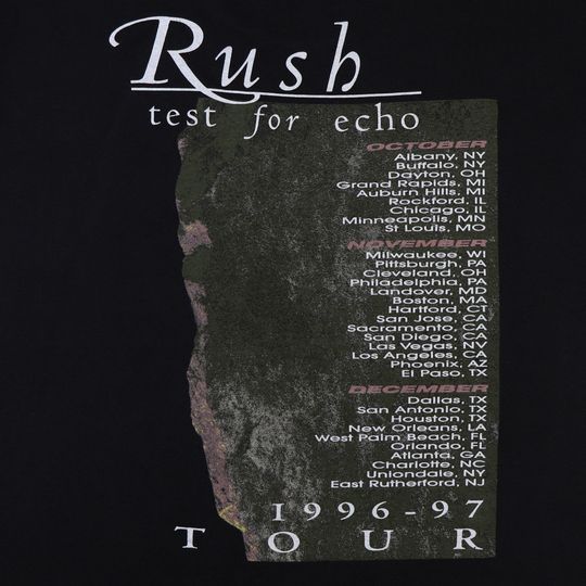 vintage 1996 Rush Test For Echo Tour Shirt