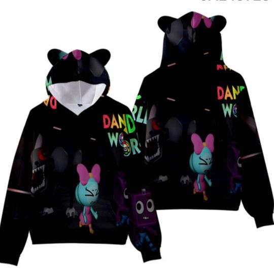Dandys World Hoodie 3D Cartoon Character Pullover with Ears