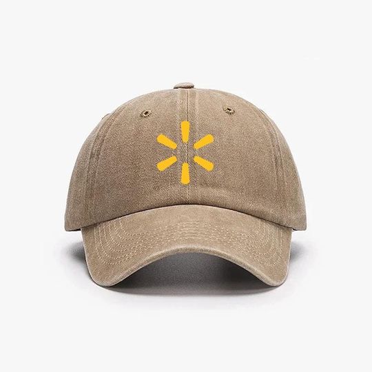 Walmart Vintage Washed Denim Baseball Cap with Printed Logo Adjustable Unisex Dad Hat
