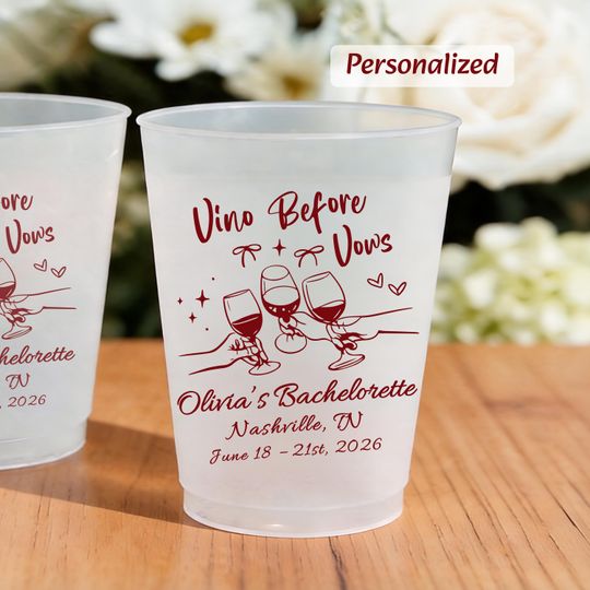 Personalized Frosted Cups for Bachelorette Party, Nashville Bach Weekend Drinkware, Bridal Shower Favor
