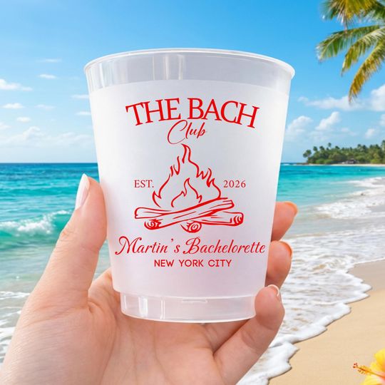 Personalized Frosted Plastic Cups, Beach Bachelorette Party Cups, Bach Club Cups, Pool Party Favor