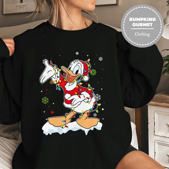 Disney Santa Donald Duck Snow Christmas Lights,Mickey & Friends Sweatshirt