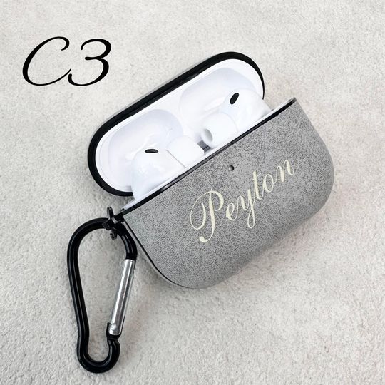 Personalized Engraved Frosted Leather AirPods Case, Protective Cover with Clip, Laser-Customized Headphone Case