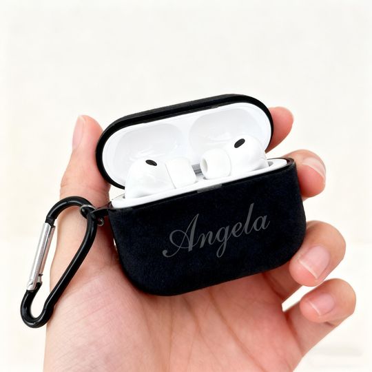 Personalized Engraved Frosted Leather AirPods Case, Protective Cover with Clip, Laser-Customized Headphone Case