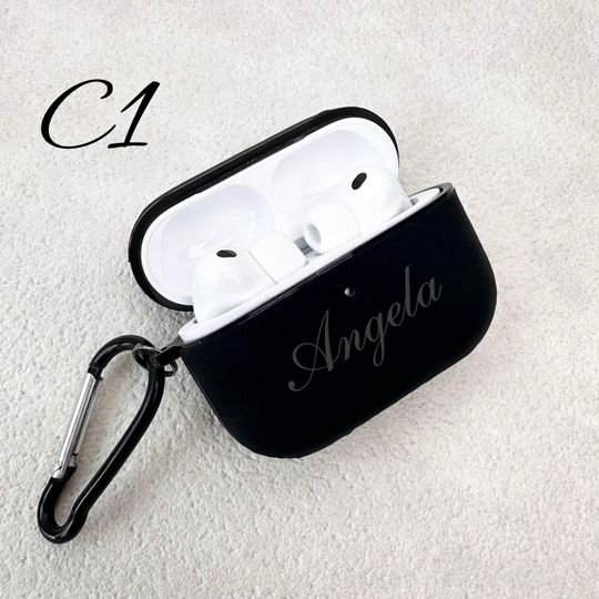 Personalized Engraved Frosted Leather AirPods Case, Protective Cover with Clip, Laser-Customized Headphone Case