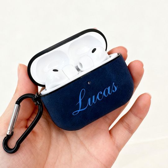 Personalized Engraved Frosted Leather AirPods Case, Protective Cover with Clip, Laser-Customized Headphone Case