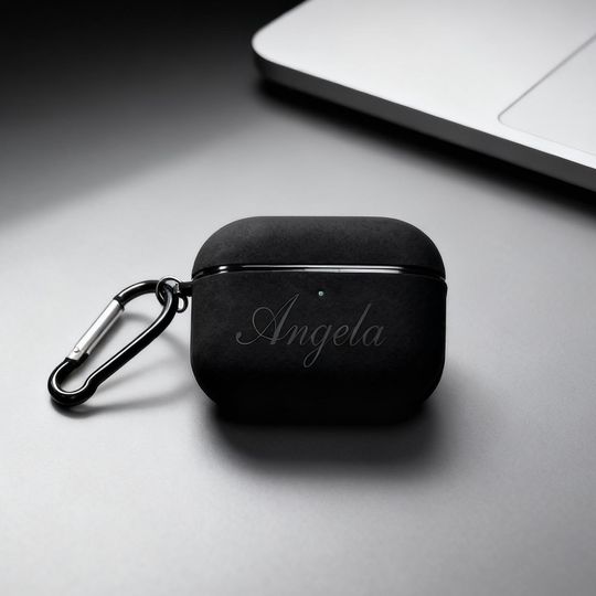 Personalized Engraved Frosted Leather AirPods Case, Protective Cover with Clip, Laser-Customized Headphone Case