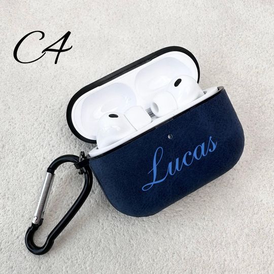 Personalized Engraved Frosted Leather AirPods Case, Protective Cover with Clip, Laser-Customized Headphone Case