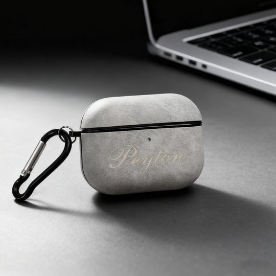 Personalized Engraved Frosted Leather AirPods Case, Protective Cover with Clip, Laser-Customized Headphone Case