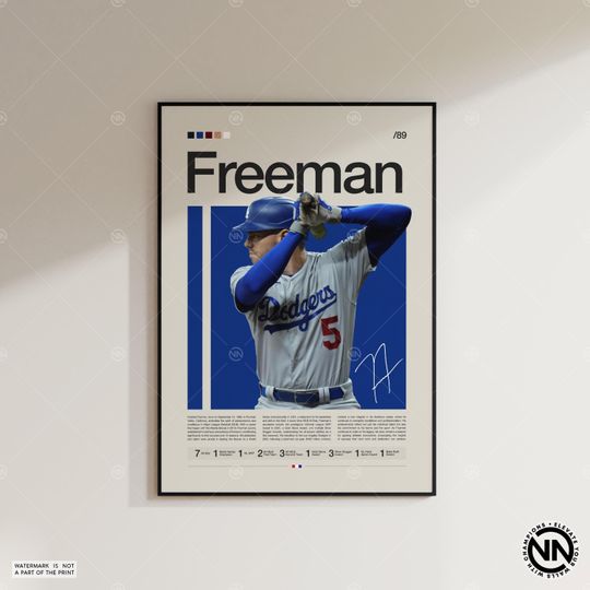 Freddie Freeman Poster, LA Dodgers Poster, Baseball Prints, Sports Poster