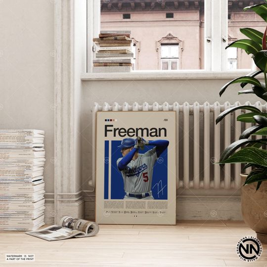 Freddie Freeman Poster, LA Dodgers Poster, Baseball Prints, Sports Poster