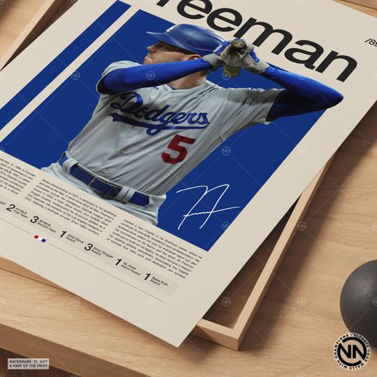 Freddie Freeman Poster, LA Dodgers Poster, Baseball Prints, Sports Poster