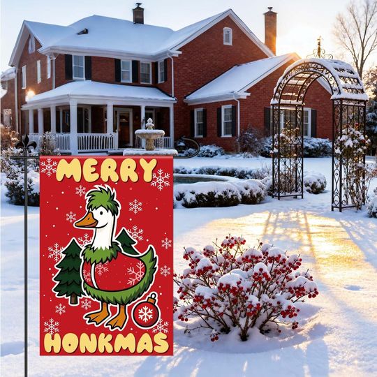 Merry Honkmas Christmas Goose Garden Flag, Seasonal Decor
