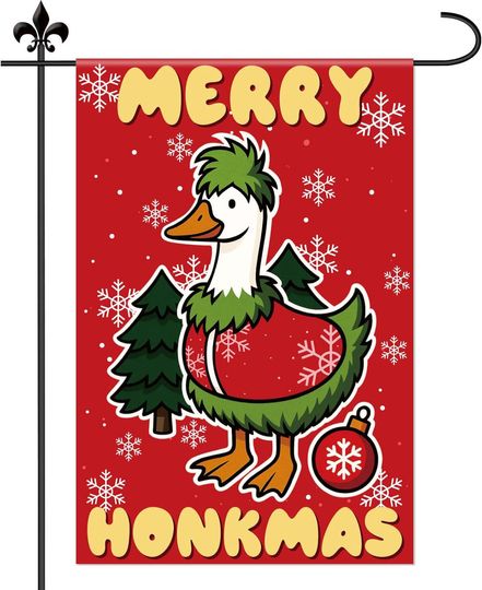 Merry Honkmas Christmas Goose Garden Flag, Seasonal Decor