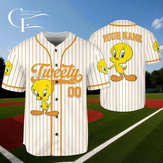 Personalized Tweety Baseball Jersey: Custom Looney Tunes Shirt