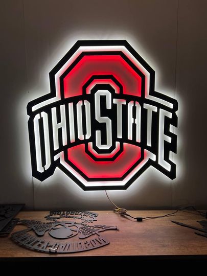 Ohio State Buckeyes LED Metal Wall Sign  Ultimate Game Room & Fan Decor