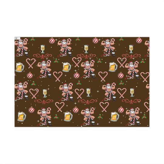Funny Christmas Santa Candy Cane Pattern Gift Wrap Paper | Holiday Wrapping Paper