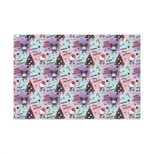 Kuromi and Hello Kitty Christmas Gift Wrap Paper | Holiday Wrapping Sheets