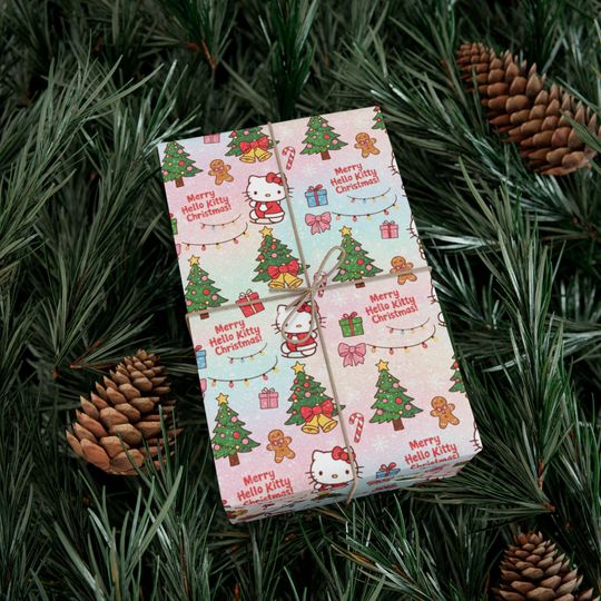 Hello Kitty Christmas Pattern Gift Wrap Paper | Holiday Wrapping Sheets