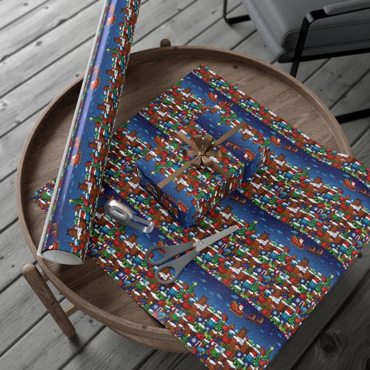 Minecraft Christmas  Gift Wrap, Christmas Wrapping Paper | Festive Santa Sack Pattern