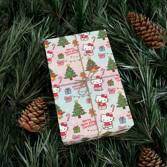 Hello Kitty Christmas Pattern Gift Wrap Paper | Holiday Wrapping Sheets