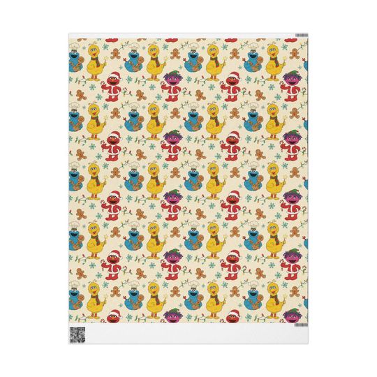 Sesame Street Christmas Wrapping Paper, Nostalgic Holiday Pattern