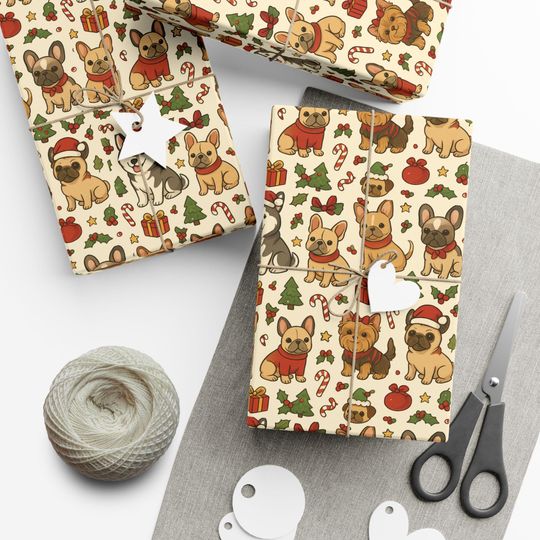 Christmas dog breeds Pattern Gift Wrapping Paper