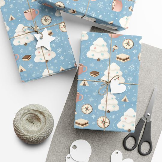Marshmallow Hot Cocoa Pattern Gift Wrap