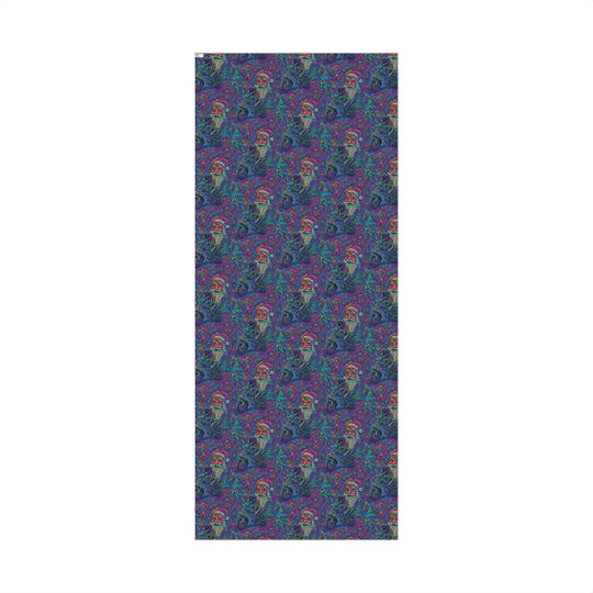 Psychedelic Trippy Santa Pattern Gift Wrap Papers, Vibrant Swirl Holiday Wrapping