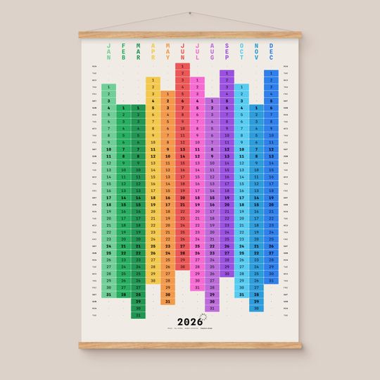 Timepiece Blocks 2026 Vertical Wall Calendar Premium Matte Poster