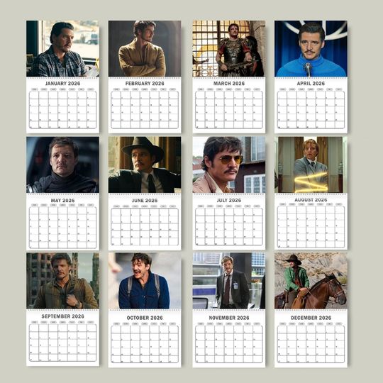 Pedro Pascal 2026 Wall Calendar - Actor Fan Gift, TV Show Calendar