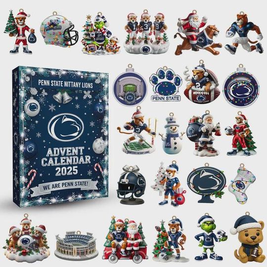 Penn State Nittany Lions Advent Calendar 2025, 24 Days of NCAA Football & Logo Ornaments, We Are Penn State Alumni Gift