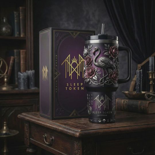 Dark Floral Swan 3D Insulated Cup 40oz Travel Mug Gothic Aesthetic