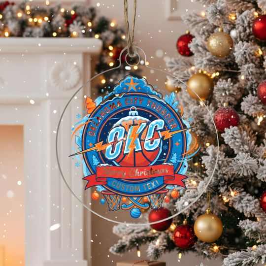 Oklahoma City Thunder Ornament, Bauble,Personalized Basketball Fan Gift,Acrylic Decor