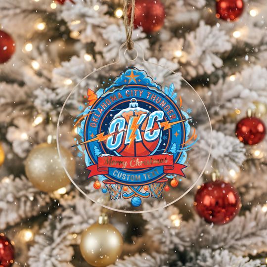 Oklahoma City Thunder Ornament, Bauble,Personalized Basketball Fan Gift,Acrylic Decor