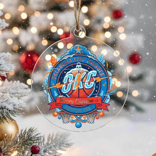 Oklahoma City Thunder Ornament, Bauble,Personalized Basketball Fan Gift,Acrylic Decor