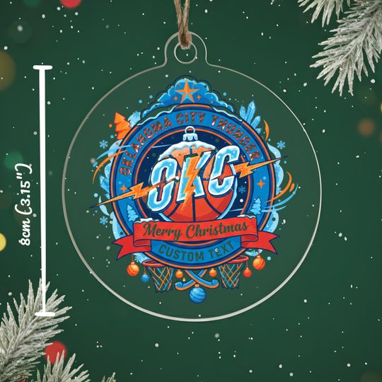 Oklahoma City Thunder Ornament, Bauble,Personalized Basketball Fan Gift,Acrylic Decor