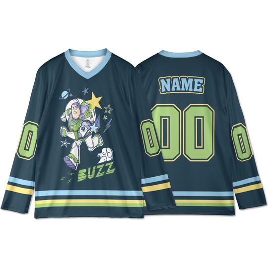 Custom Toy Story Hockey Jersey, Vintage Buzz Lightyear Hockey Shirt, Disney Hockey Team Outfit, Gift For Fans