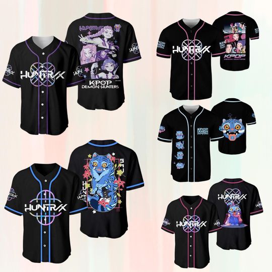 Personalized Demon Hunters Jersey Shirt, Custom Huntrix Baseball Shirt, Huntrix Girls Shirt, Mira Rumi Joey Shirt, Gift For Kpop Fan