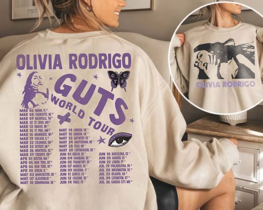 Olivia Rodrigo Guts Tour 2024 Double Sided Sweatshirt