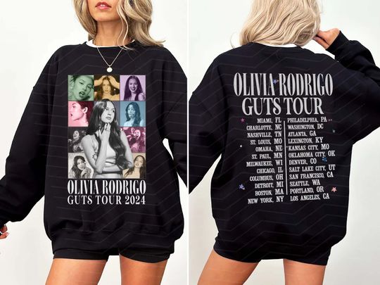 Olivia Rodrigo Guts Tour 2024 Double Sided Sweatshirt