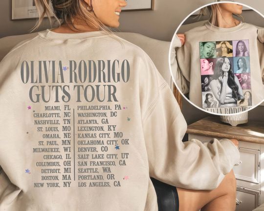 Olivia Rodrigo Guts Tour 2024 Double Sided Sweatshirt