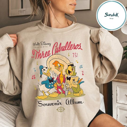 Disney Three Caballeros Mexico Sweatshirt, Donald Duck Jose Carioca Panchito Friends Sweatshirt