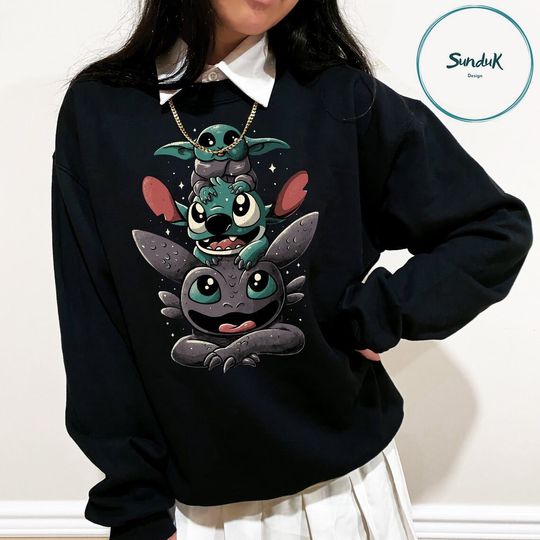 Disney Stitch and Toothless Sweatshirt