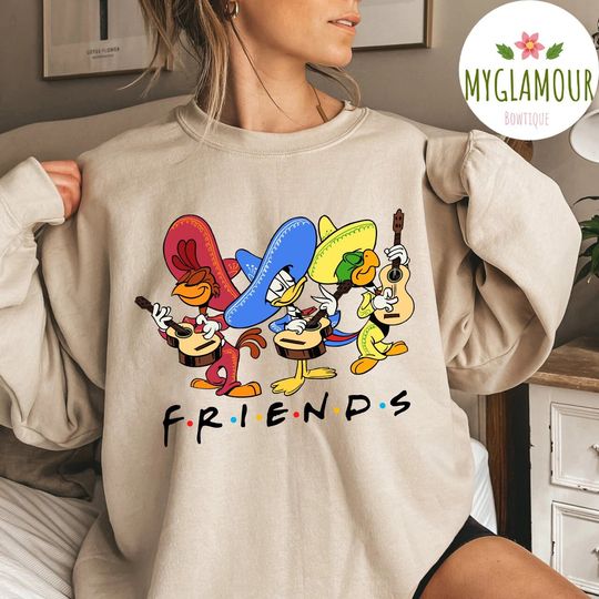 Disney Three Caballeros Mexico Sweatshirt, Donald Duck Jose Carioca Panchito Friends Sweatshirt