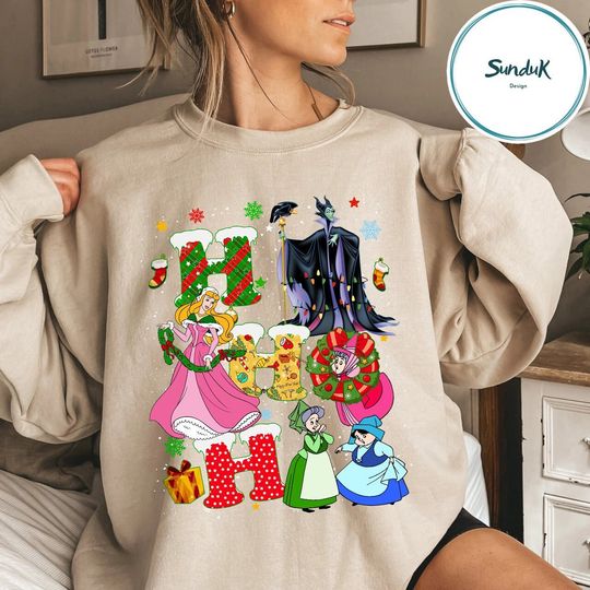 Disney Sleeping Beauty Christmas Vintage Sweatshirt, Princess Aurora HoHoHo Christmas Sweatshirt