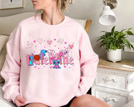 Disney Stitch and Angel Heart Balloon Sweatshirt, Stitch Love
