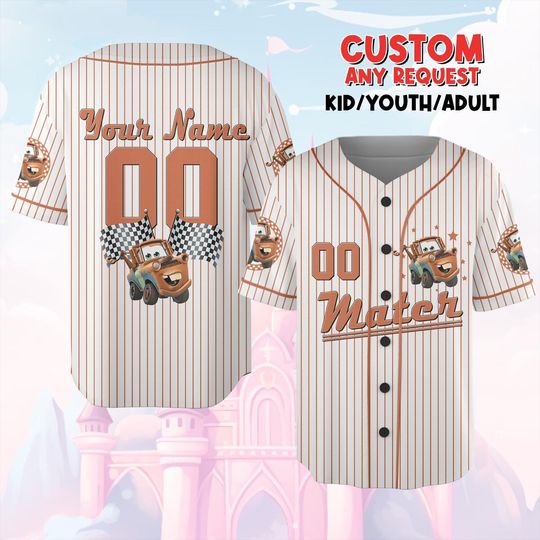 Custom Tow Mater Baseball Jersey, Personalized Cars Movie Shirt, Disney Kids Birthday Gift, Retro Radiator Springs Mater Fan Apparel