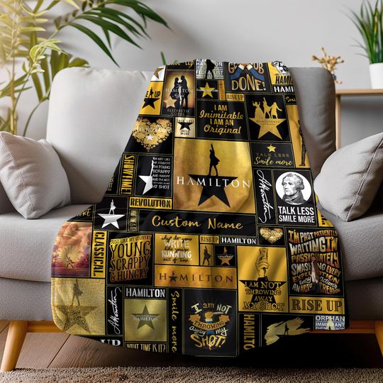 Personalized Alexander Hamilton Christmas Blanket, Hamilton Lovers Fleece Blanket, Hamilton Musical Fan Blanket, Custom Christmas Gifts,