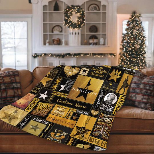 Personalized Alexander Hamilton Christmas Blanket, Hamilton Lovers Fleece Blanket, Hamilton Musical Fan Blanket, Custom Christmas Gifts,